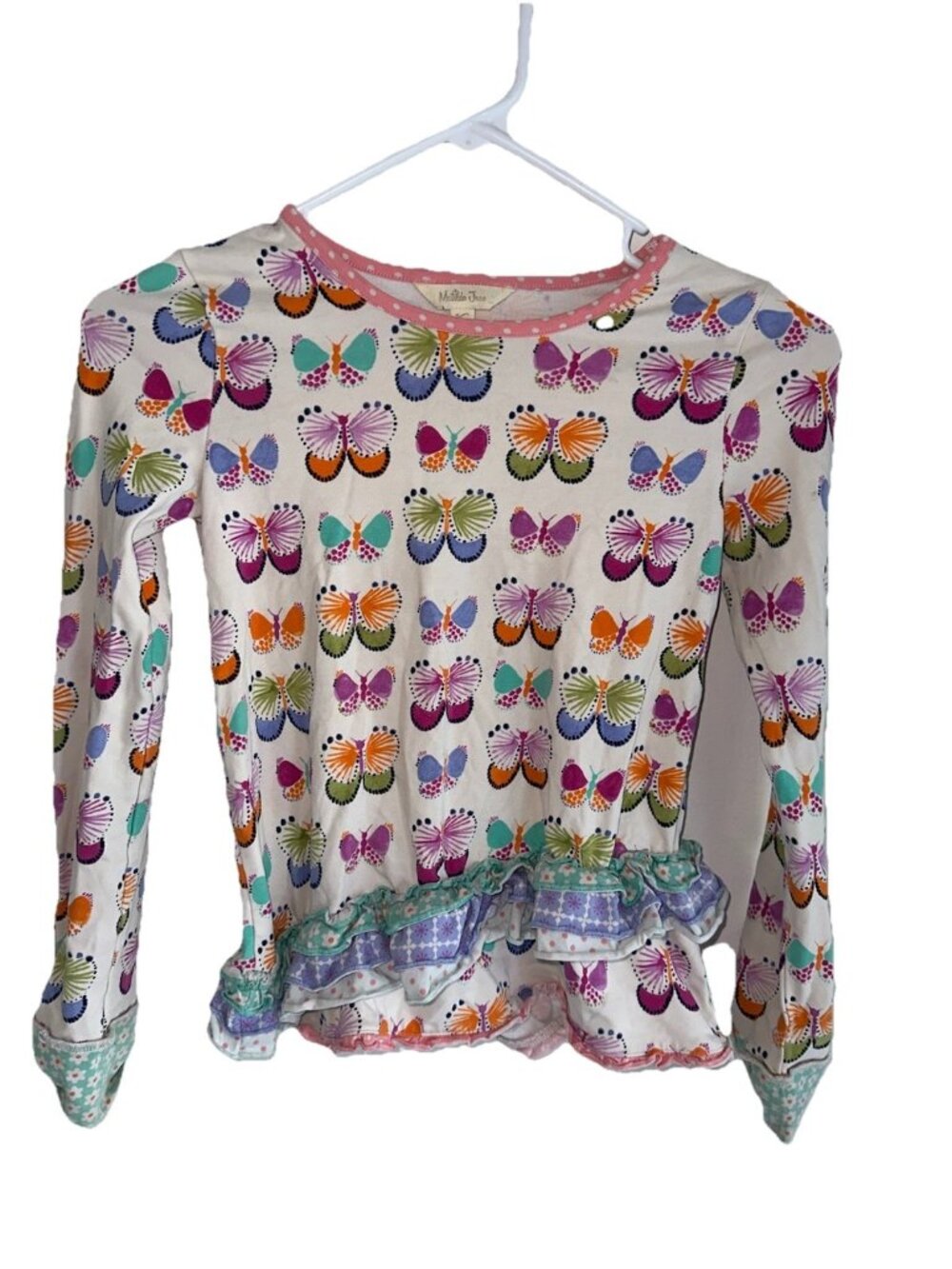 Matilda Jane Girls 8 Butterfly Kisses Long Sleeve Shirt Tunic White Multicolor